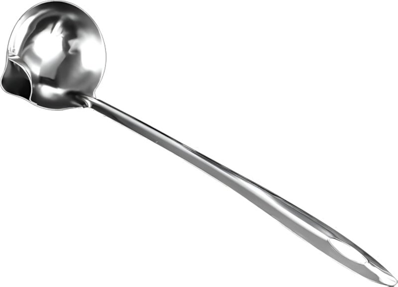 Cooking Ladle - Ergonomically balanced ladle with a long, sturdy stainless steel handle and wide bowl designed to skim fat from soups and broths, strain stocks, and keep sauces crystal clear. (2pcs)